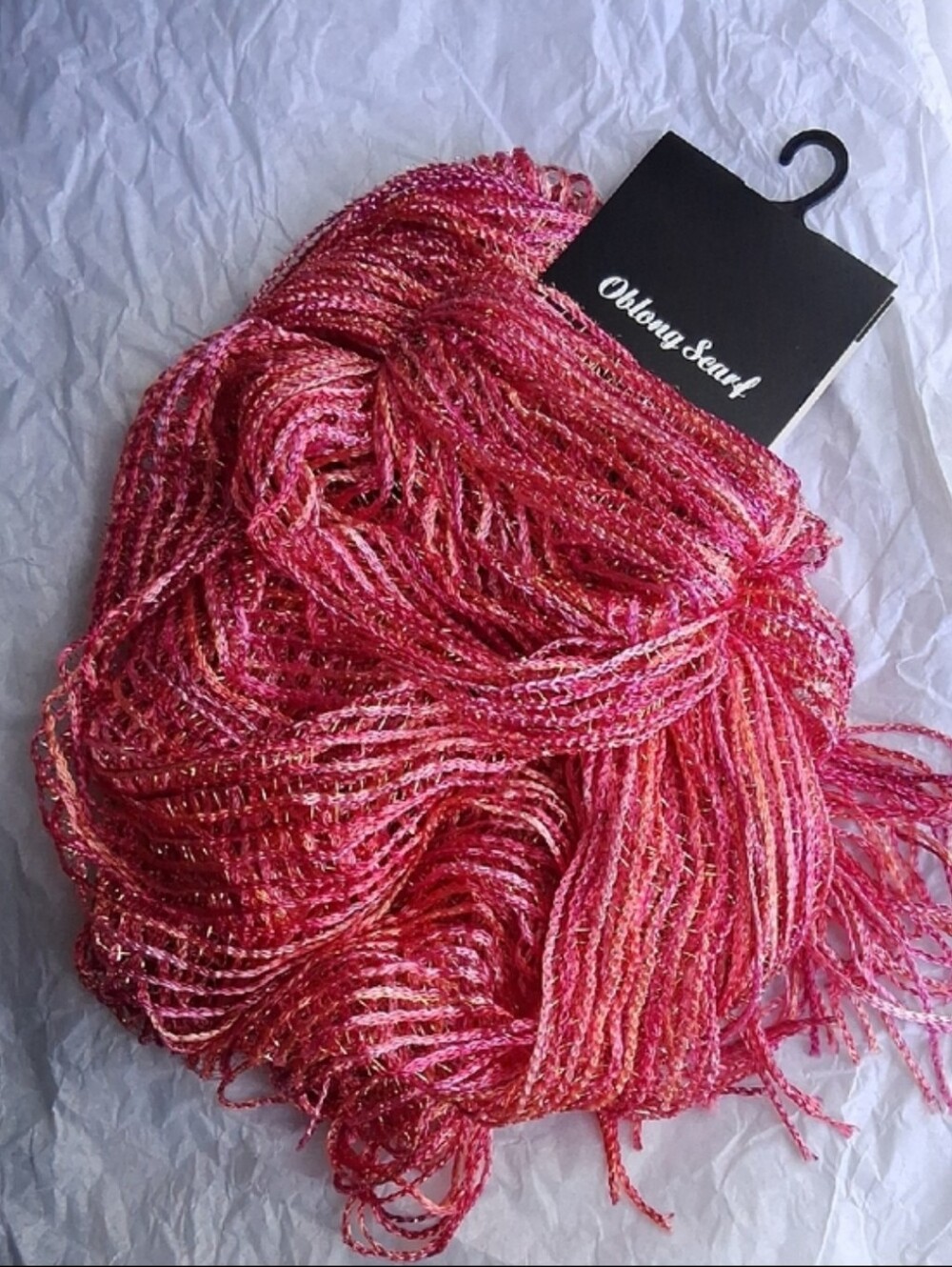 Coral And Pink Metallic Knit Fashion Scarf From Cracker Barrel - Picture 5 of 5